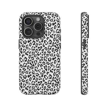 iPhone Leopard Print Tough Phone Case - Black & White Protective Cover