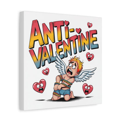 Anti-Valentine Canvas Wall Art — Funny Anti Cupid Stretched Matte Print