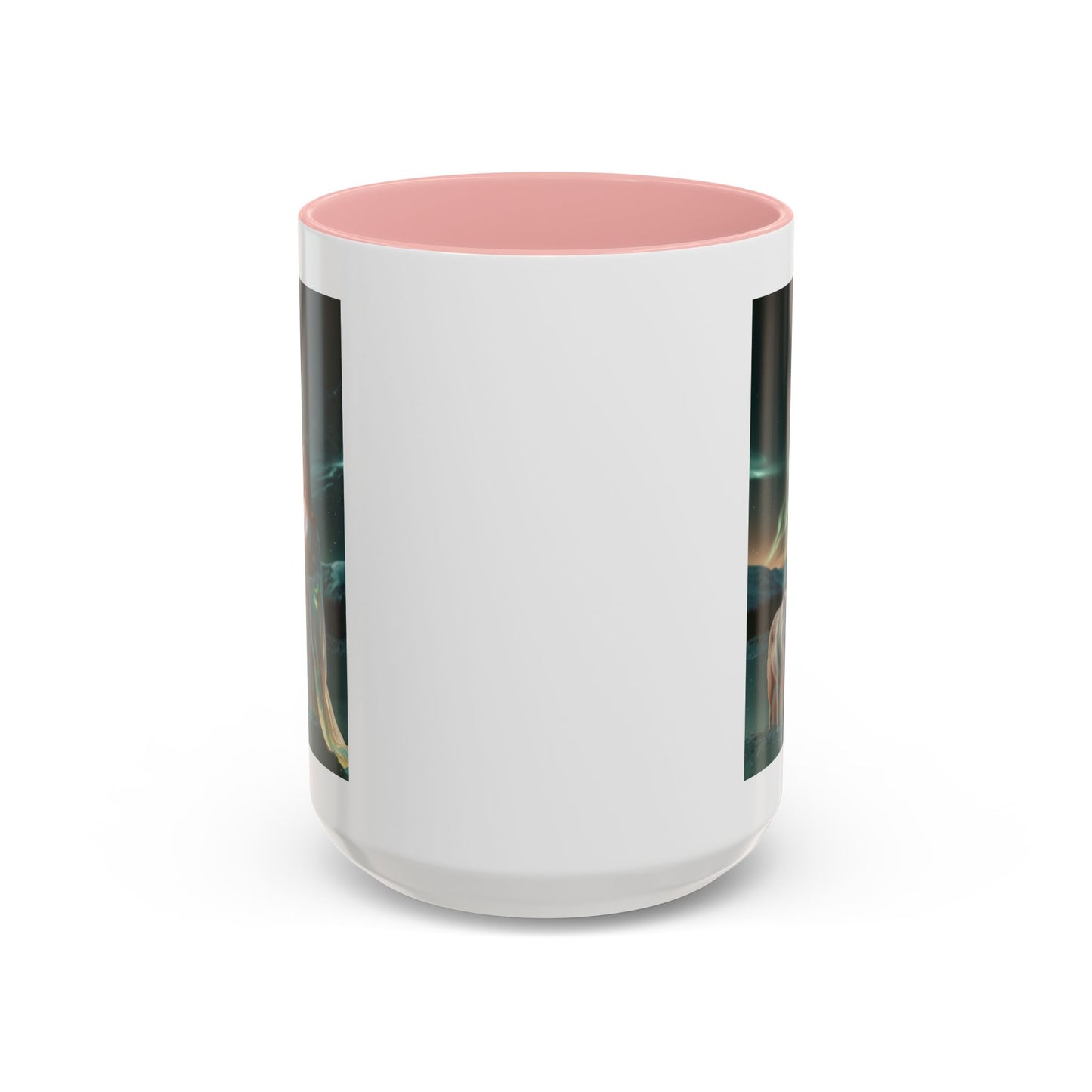 Taza de café Aurora Guardiana — Arte fantástico de mujer con lobo