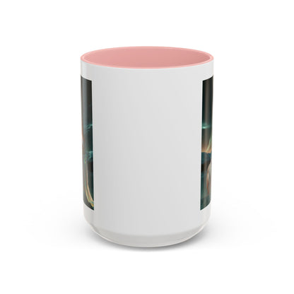 Taza de café Aurora Guardiana — Arte fantástico de mujer con lobo