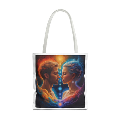 Mystic Soulmates Tote Bag — Celestial Couple Art AOP Tote