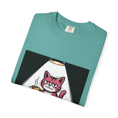 Camiseta divertida de gato y café: "Si valoras tu vida, déjame terminar mi café".