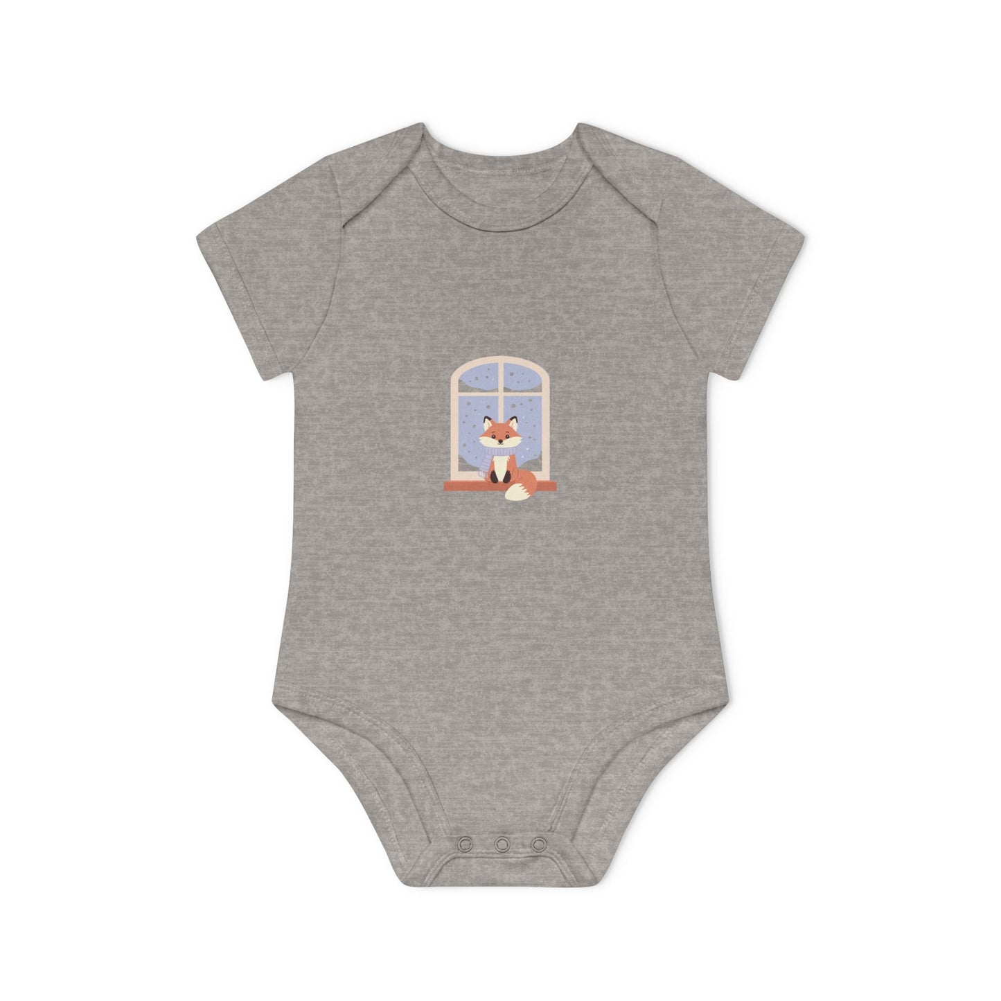 Baby Bodysuit — Cozy Fox by the Window Organic Short Sleeve Baby Onesie