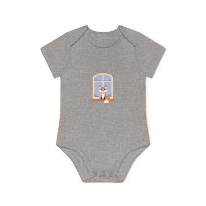 Baby Bodysuit — Cozy Fox by the Window Organic Short Sleeve Baby Onesie