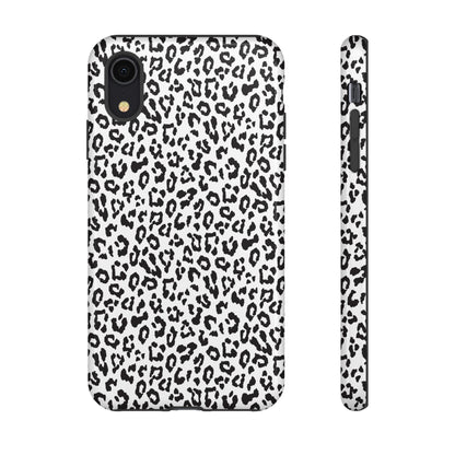 iPhone Leopard Print Tough Phone Case - Black & White Protective Cover