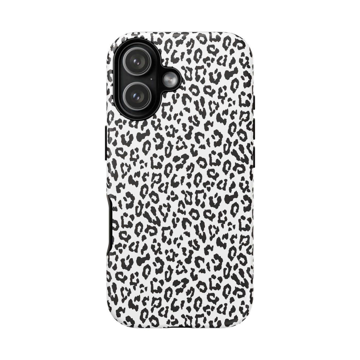 iPhone Leopard Print Tough Phone Case - Black & White Protective Cover