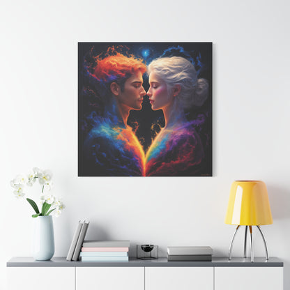 Cosmic Lovers Matte Canvas Art — Fire & Ice Romantic Wall Decor