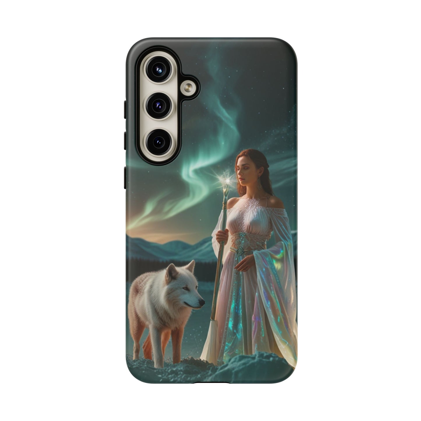 Samsung Aurora Guardian Handyhülle – Mystic Woman &amp; Wolf Magic Galaxy Schutz