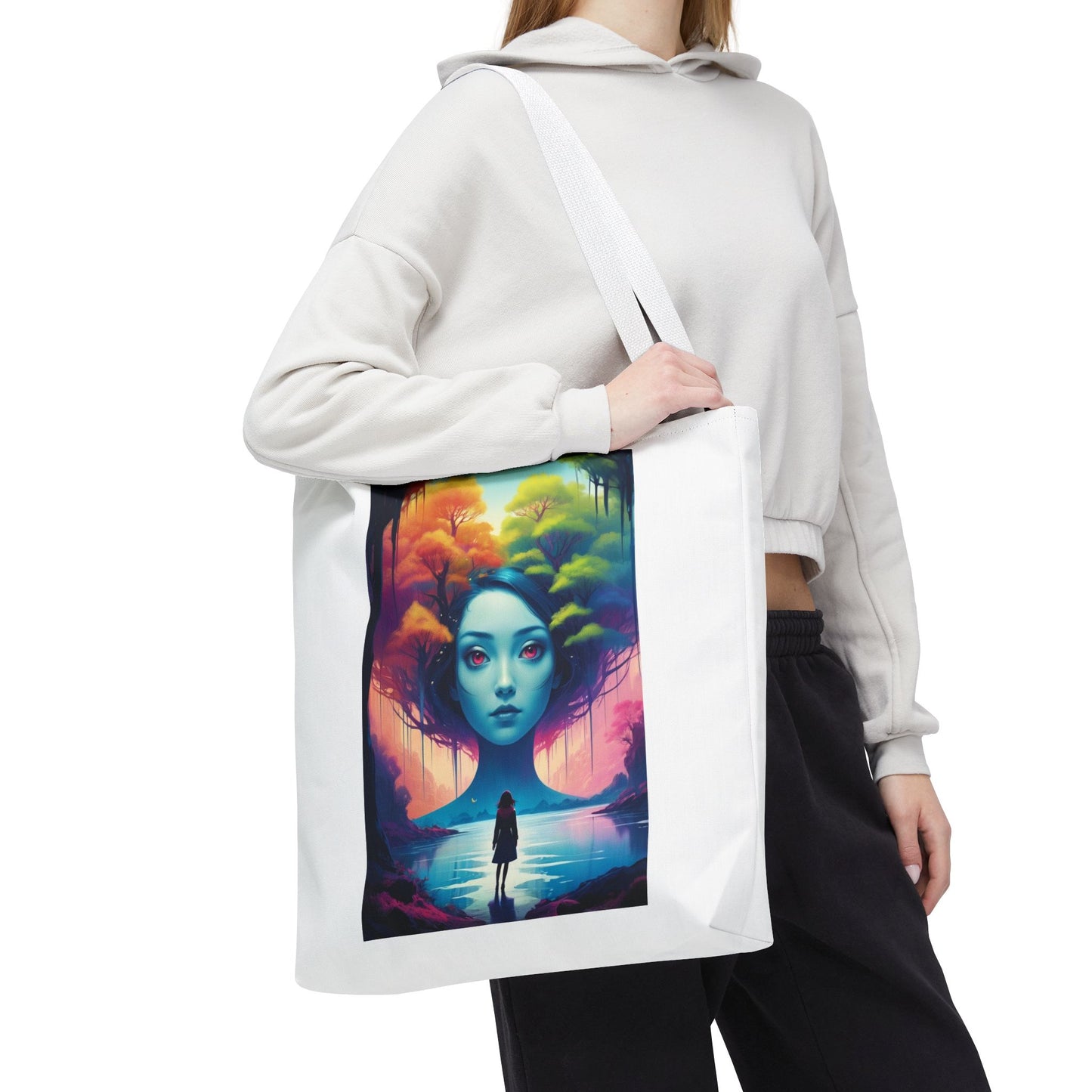 Dreamscape Portrait Tote Bag — Surreal Forest Girl Art