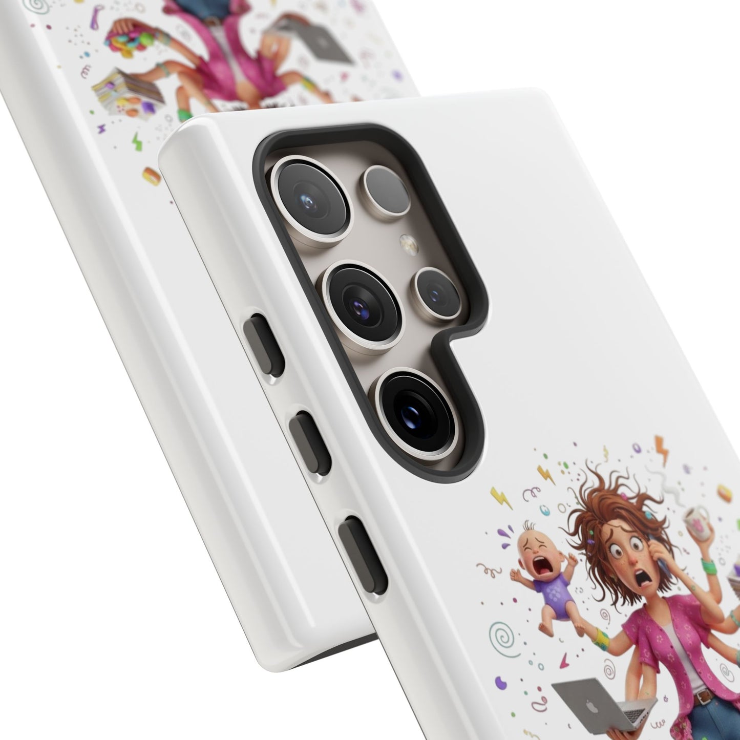 Samsung Mom Life Phone Case — Funny Juggling Mom Illustration Protective Case