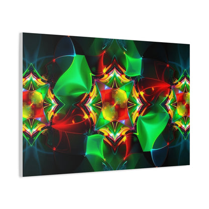 Kaleidoscope Abstract Matte Canvas Wall Art — Vibrant Green & Red Stretched Print