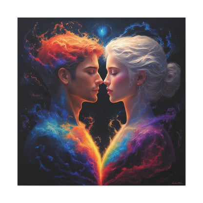 Cosmic Lovers Matte Canvas Art — Fire & Ice Romantic Wall Decor