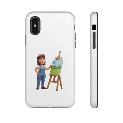 iPhone Artist Painter Phone Case — Cute Female Artist with Easel Protective iPhone Cover
