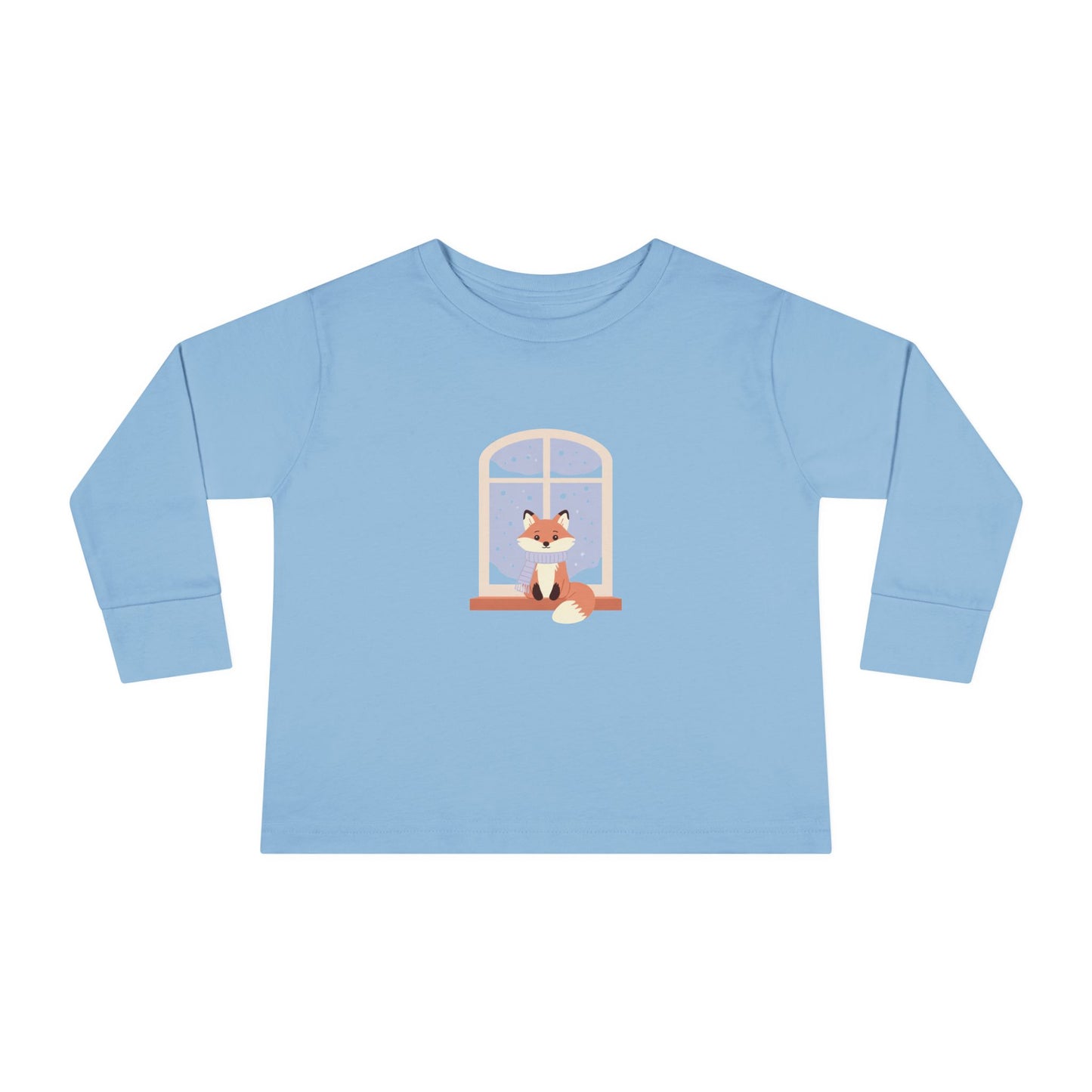 Toddler Long Sleeve Tee — Cozy Fox by Window Winter Sleepy Nursery Shirt