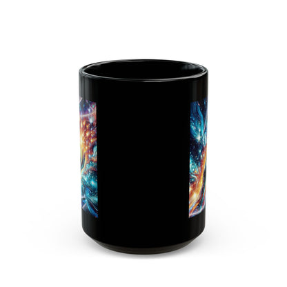 Cosmic Hands Black Mug — Galaxy Art Coffee Cup (11oz or 15oz)