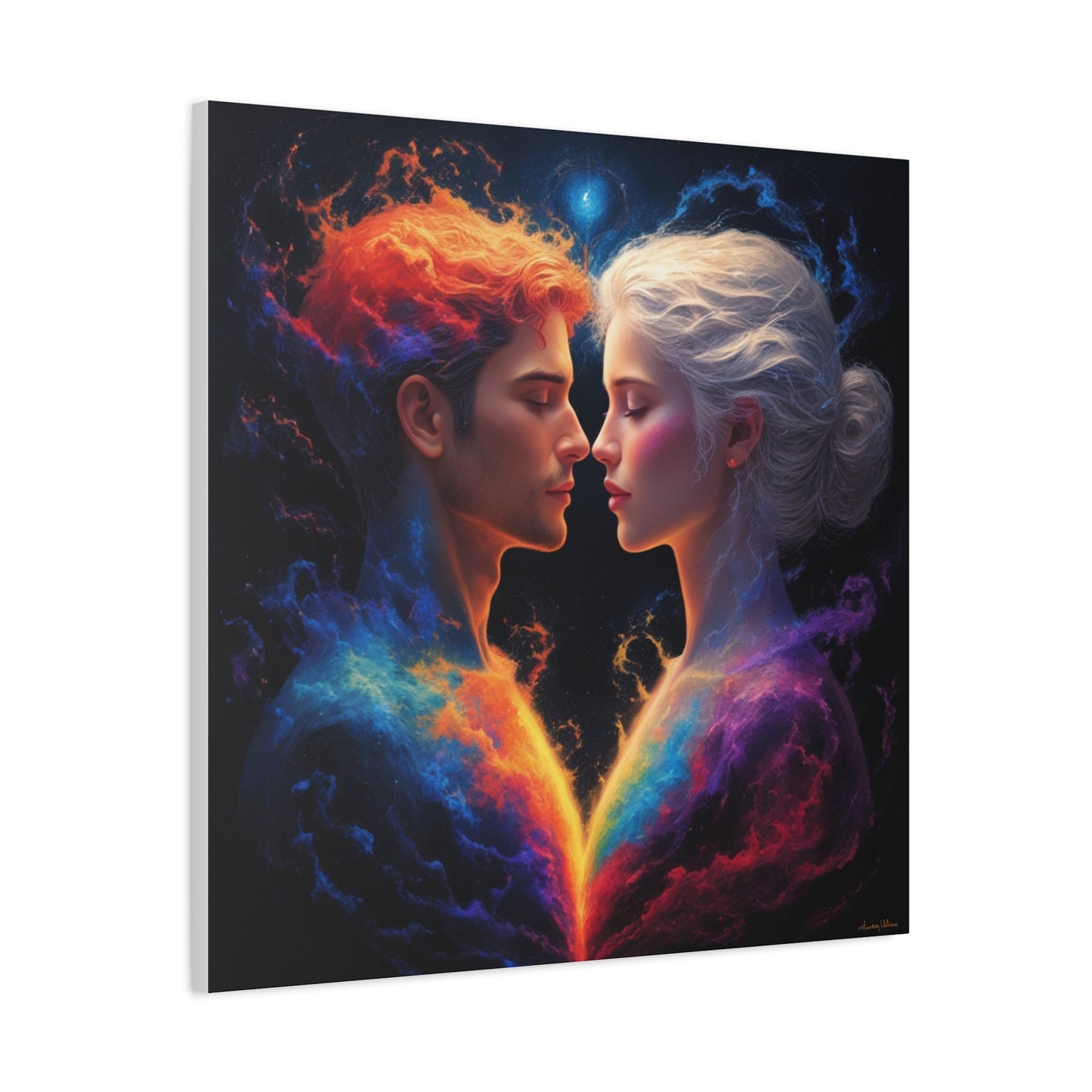 Cosmic Lovers Matte Canvas Art — Fire & Ice Romantic Wall Decor