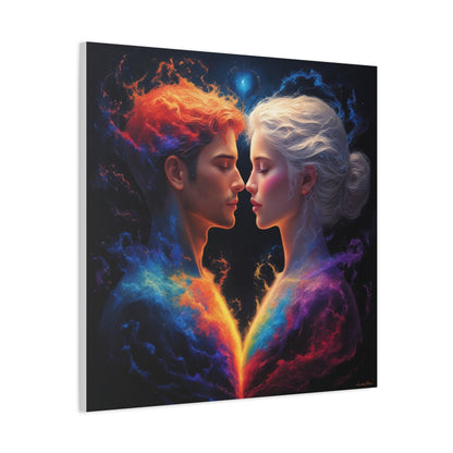 Cosmic Lovers Matte Canvas Art — Fire & Ice Romantic Wall Decor