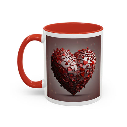Heart Mosaic Accent Coffee Mug — Romantic Valentine’s Day Gift (11/15 oz)