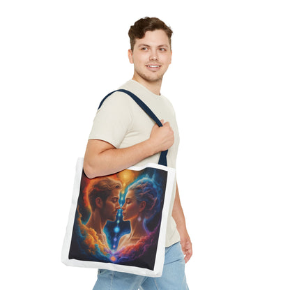 Mystic Soulmates Tote Bag — Celestial Couple Art AOP Tote