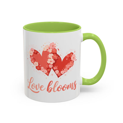 Love Blooms Accent Coffee Mug — Floral Heart 11/15oz