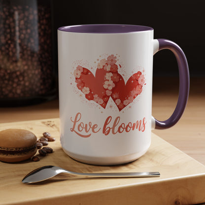 Love Blooms Accent Coffee Mug — Floral Heart 11/15oz