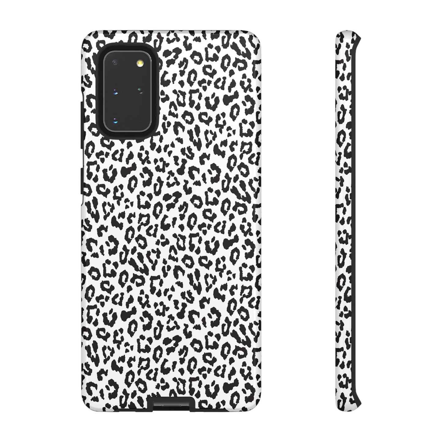 Samsung Leopard Print Tough Phone Case – Black & White Animal Pattern Protective Cover