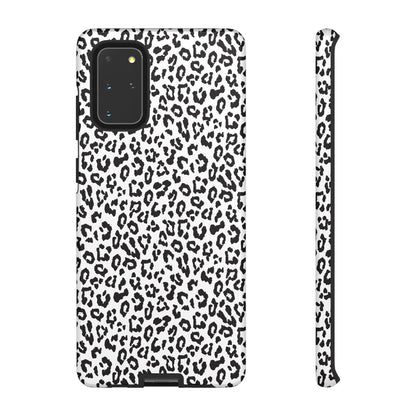 Samsung Leopard Print Tough Phone Case – Black & White Animal Pattern Protective Cover
