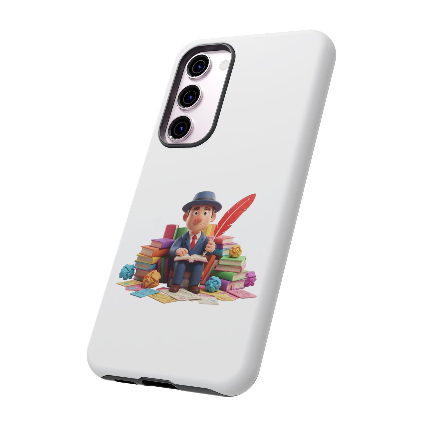 Samsung Bookworm Illustration Phone Case — Cute Scholar with Feather Pen
