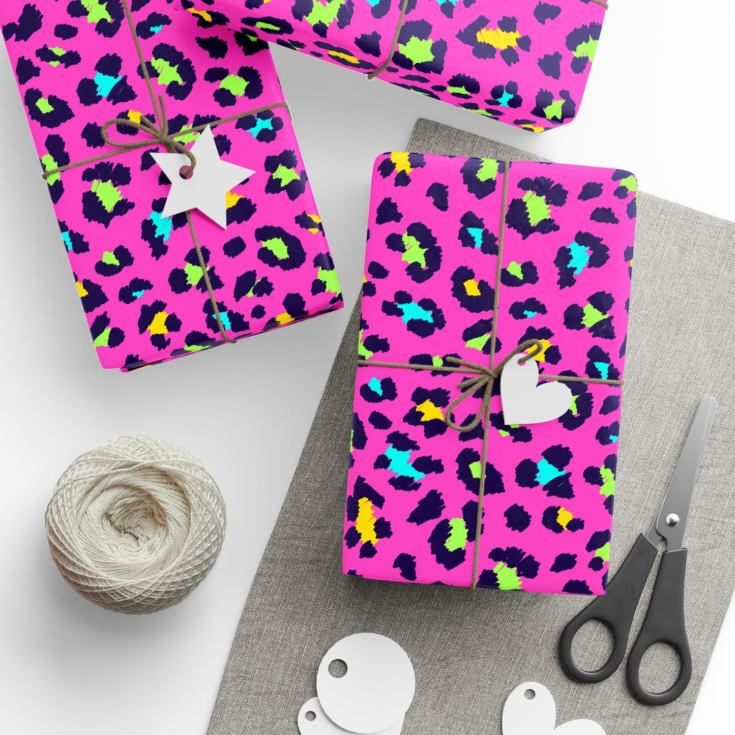 Pink Neon Leopard Wrapping Paper — Bold Animal Print Gift Wrap