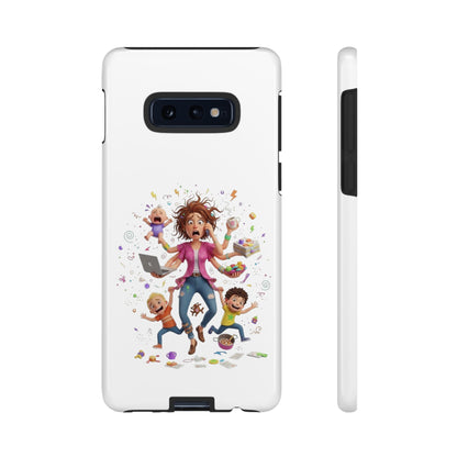 Samsung Mom Life Phone Case — Funny Juggling Mom Illustration Protective Case