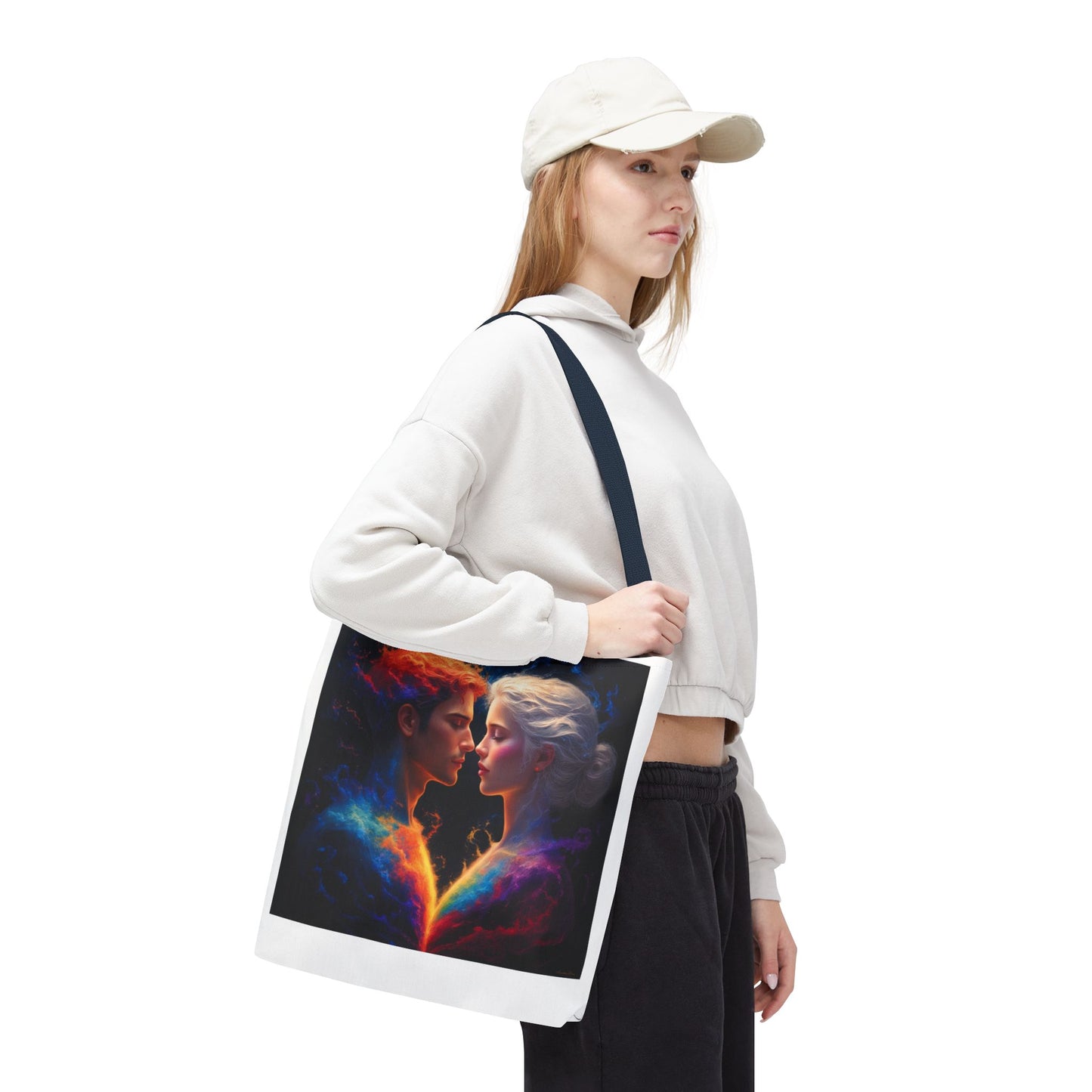 Cosmic Lovers Tote Bag — Fire & Ice Romantic Art AOP