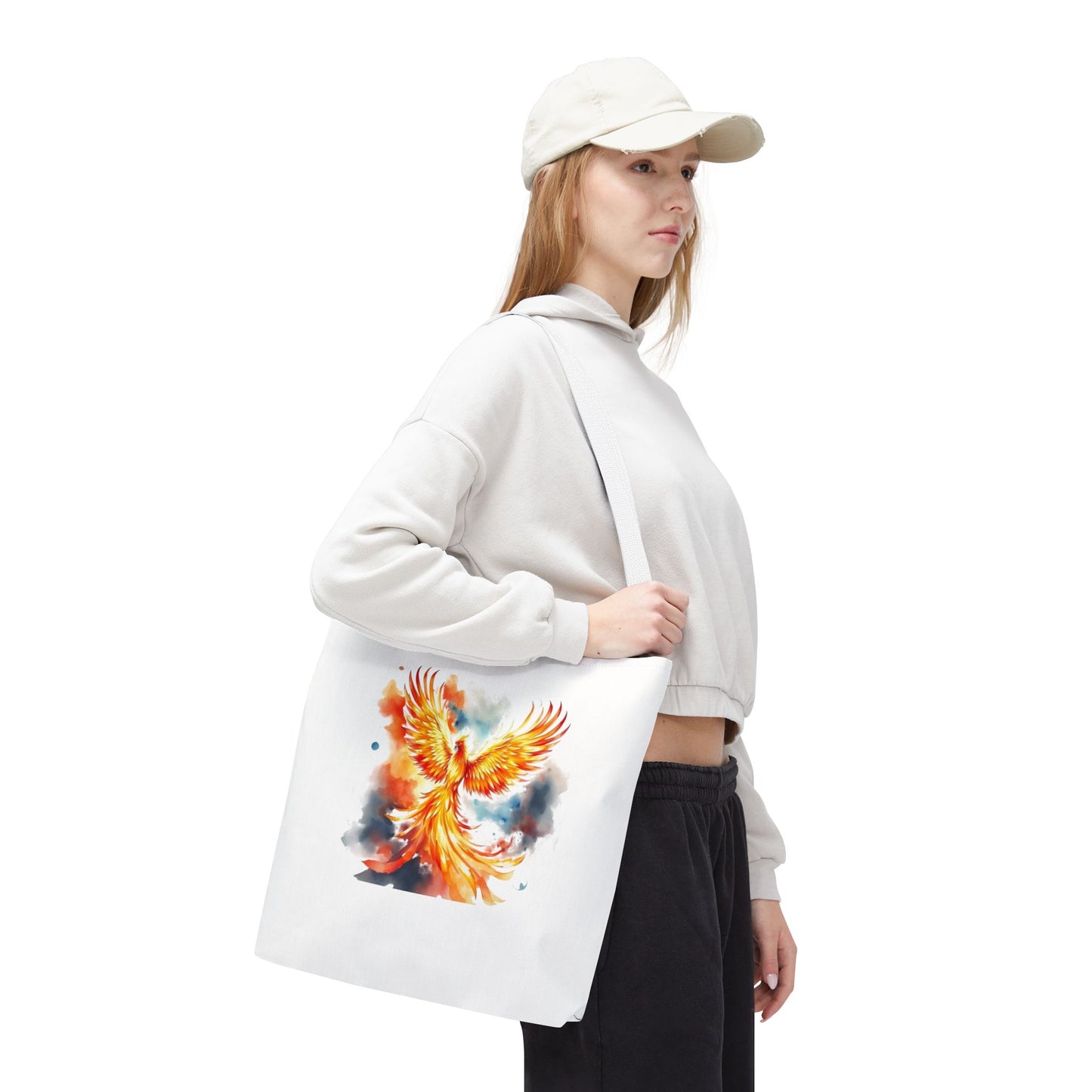 Phoenix Watercolor Tote Bag – Vibrant Rising Bird All-Over Print Tote