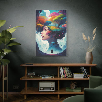 Surreal Forest Woman Matte Canvas Art — Dreamscape Profile Wall Decor