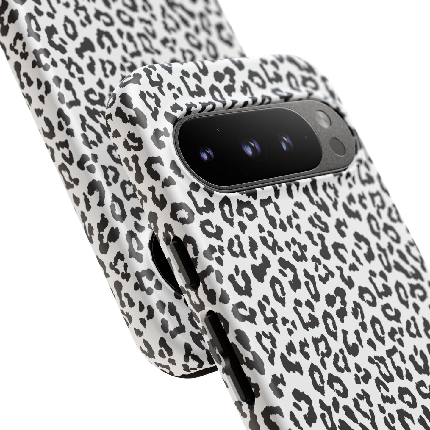 Funda para teléfono con estampado de leopardo de Google: resistente, en blanco y negro
