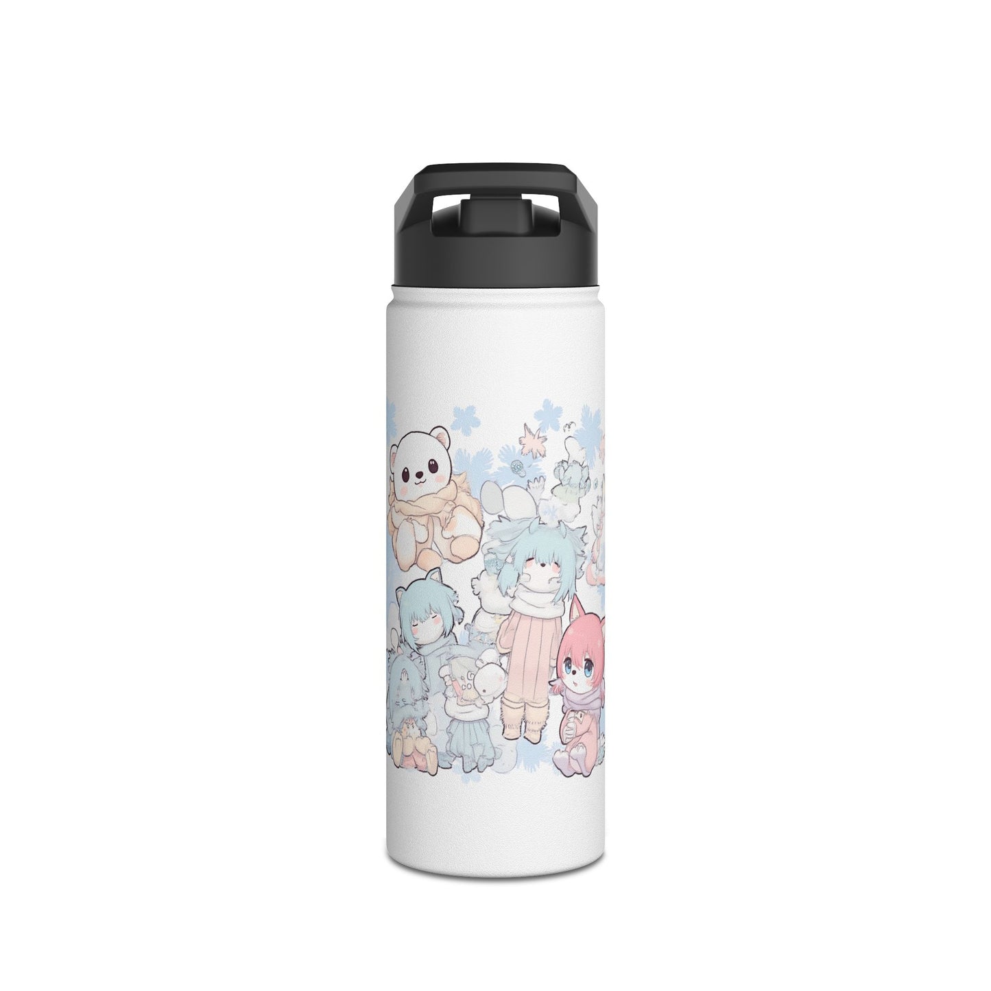 Wasserflasche aus Edelstahl mit niedlichen Kawaii-Wintermotiven