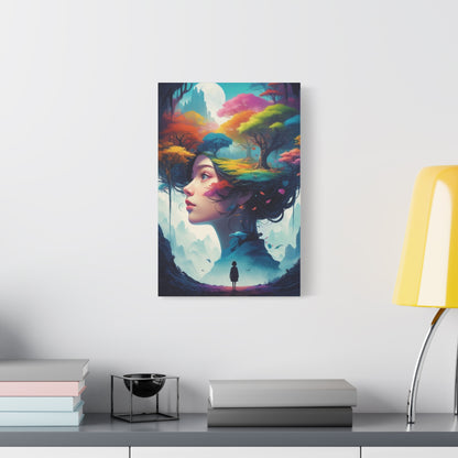 Surreal Forest Woman Matte Canvas Art — Dreamscape Profile Wall Decor