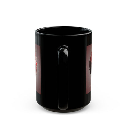 Heart Mosaic Black Mug — Romantic Red Heart Design (11oz & 15oz)