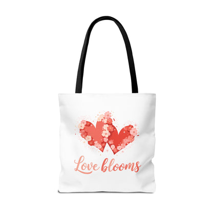 Love Blooms Heart Tote Bag — Floral Valentine Canvas Tote