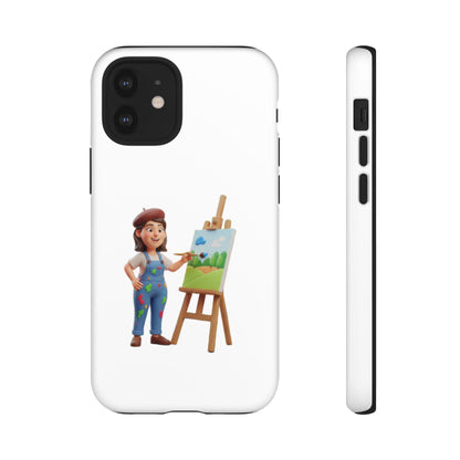 iPhone Artist Painter Phone Case — Cute Female Artist with Easel Protective iPhone Cover