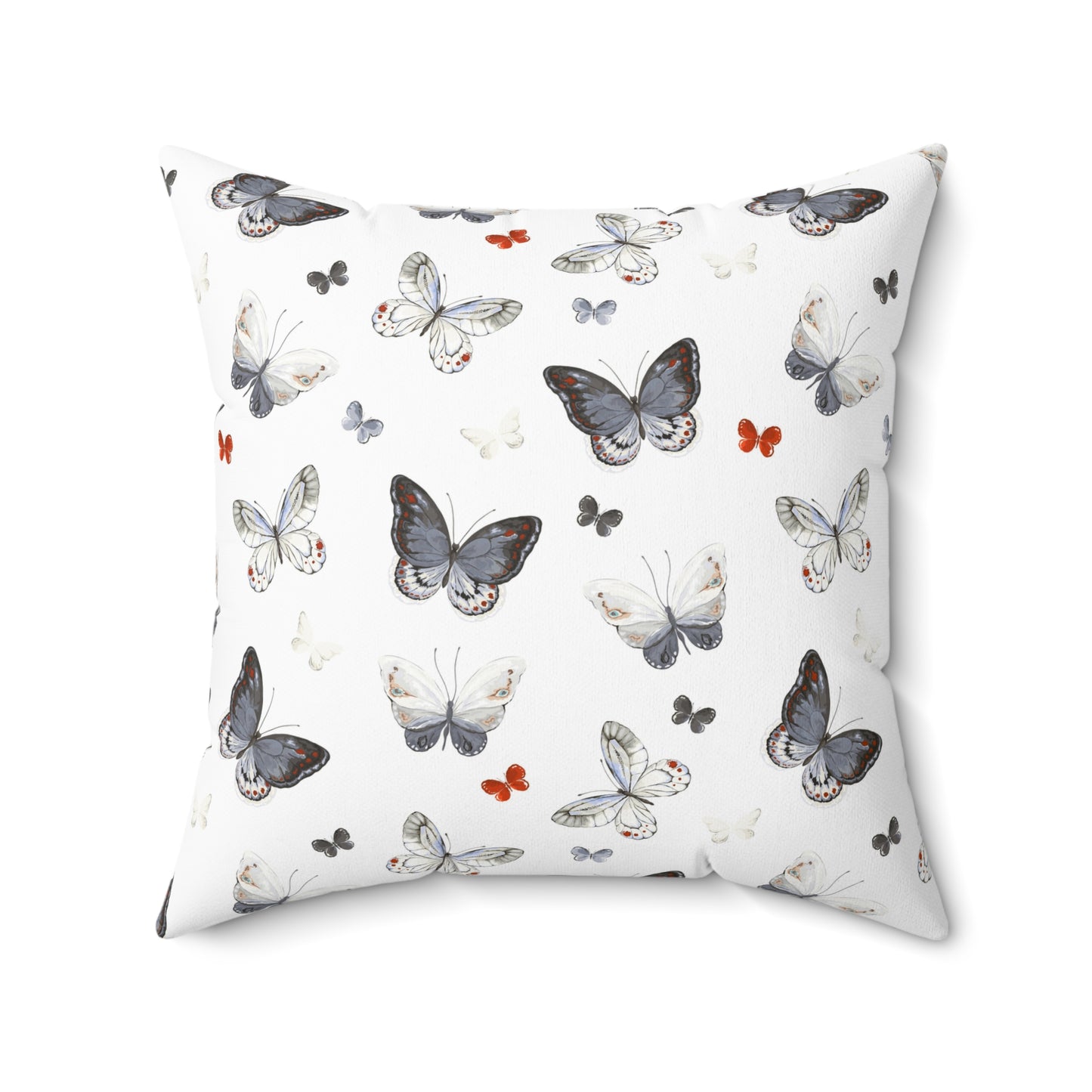 Butterfly Pattern Decorative Pillow — Neutral Gray & White Accent Throw