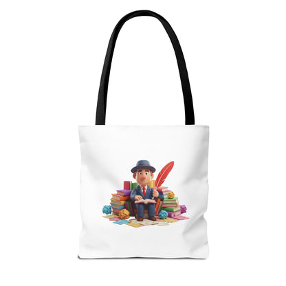 Tote — Cute Bookworm Writer Illustration Tote Bag