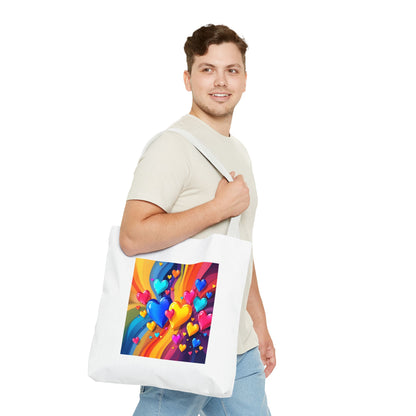 Colorful Heart Burst Tote Bag — Rainbow Love All-Over Print