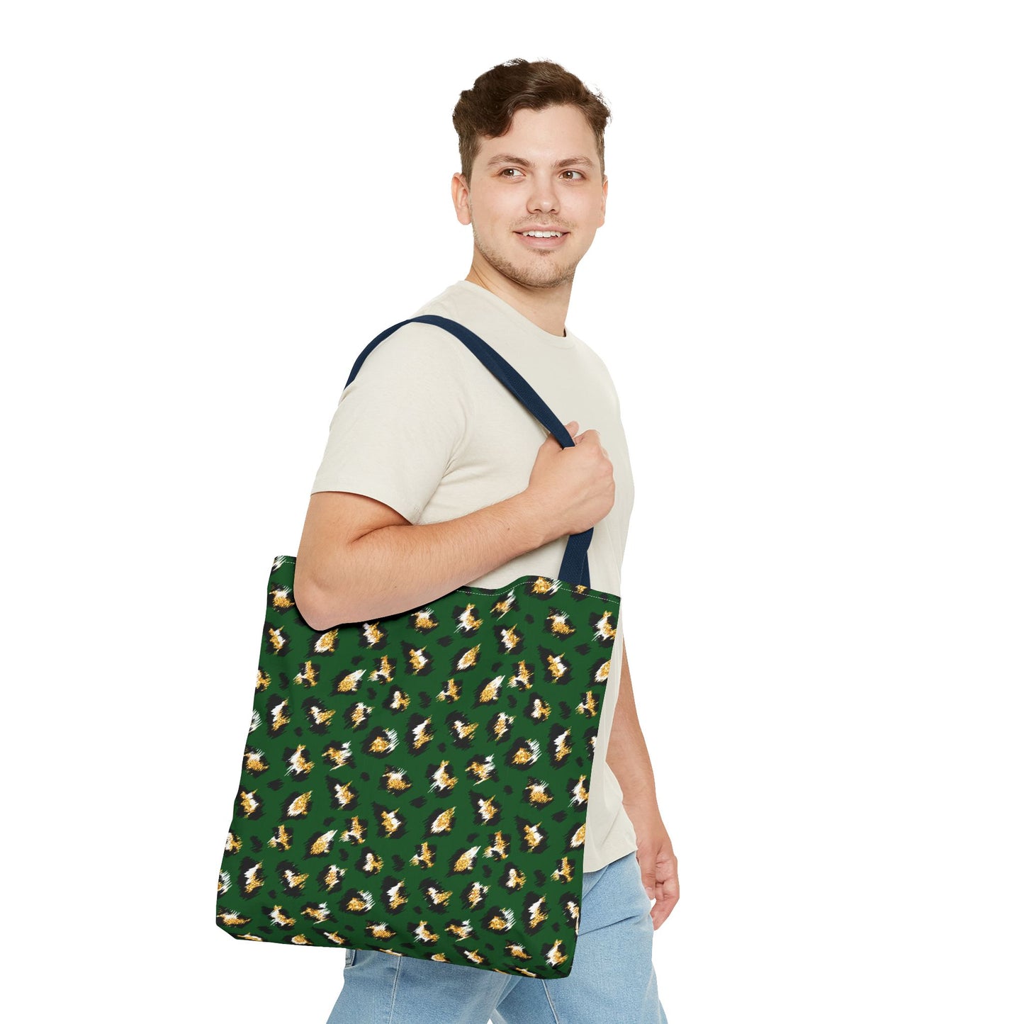 Green Leopard Print Tote Bag – Patterned All-Over-Print Shopper