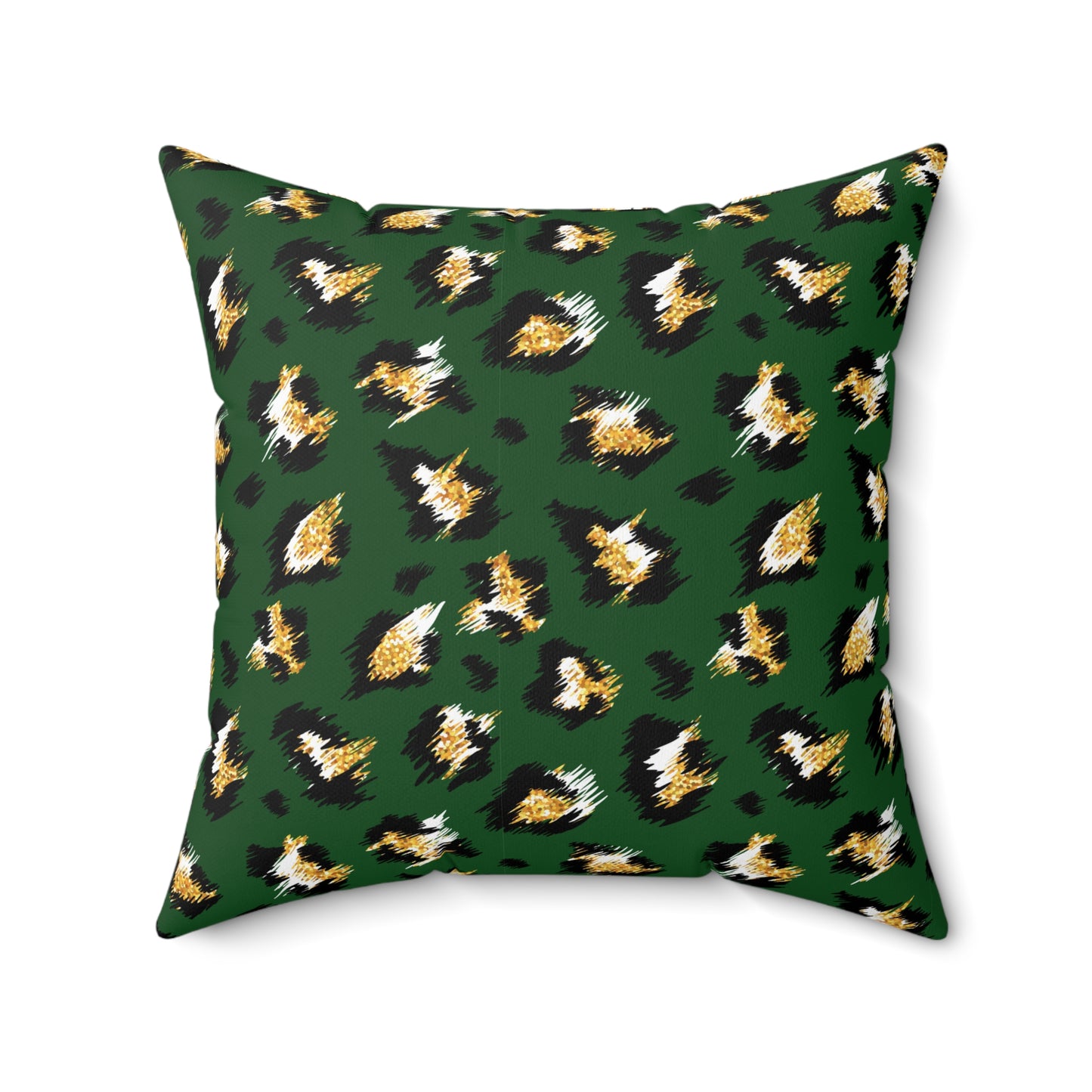 Green Leopard Print Decorative Pillow — Animal Print Accent Cushion
