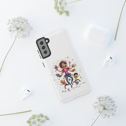 Samsung Mom Life Phone Case — Funny Juggling Mom Illustration Protective Case
