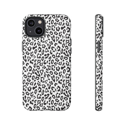 iPhone Leopard Print Tough Phone Case - Black & White Protective Cover