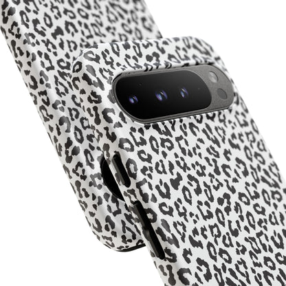 Funda para teléfono con estampado de leopardo de Google: resistente, en blanco y negro
