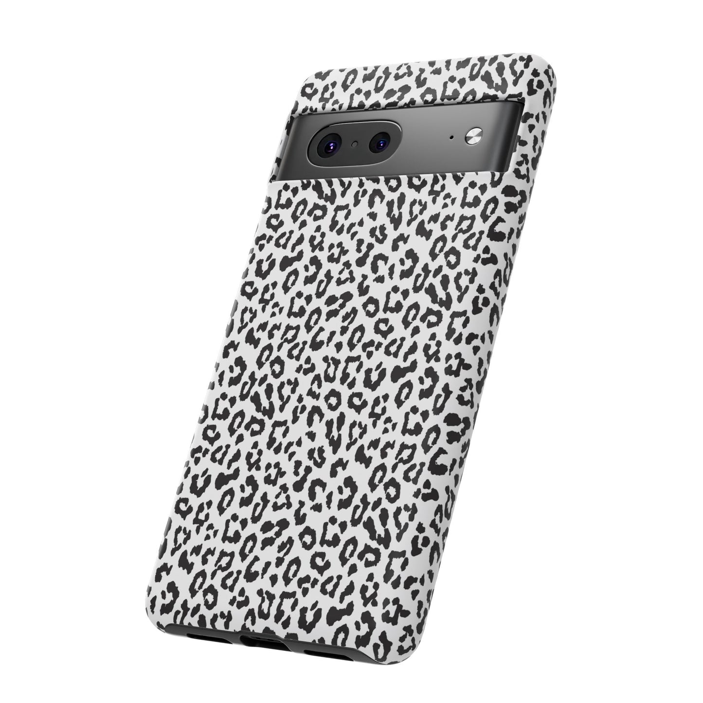 Funda para teléfono con estampado de leopardo de Google: resistente, en blanco y negro