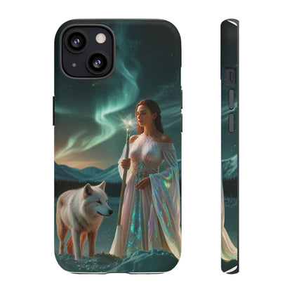 iPhone Mystic Guardian Phone Case — Aurora Wolf Woman Protective Cover