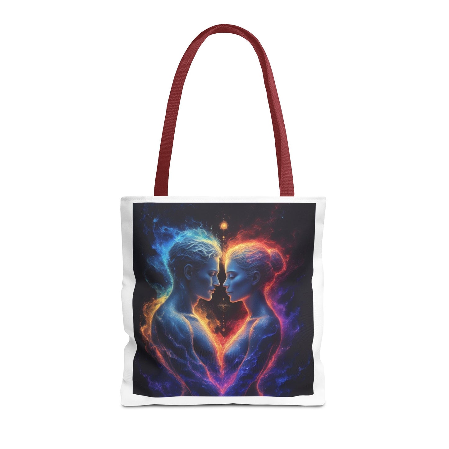 Cosmic Lovers Tote Bag — Neon Fire & Ice Couple Art AOP Tote